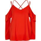 River Island Womens Cold Shoulder Cross Neck Blouse