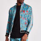 River Island Mens Jaded Floral Satin Track Top