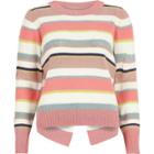River Island Womens Metallic Stripe Knit Split Back Jumper