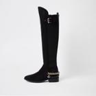 River Island Womens Wide Fit Over The Knee Chain Boots