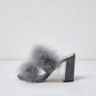 River Island Womens Faux Fur Heeled Mules