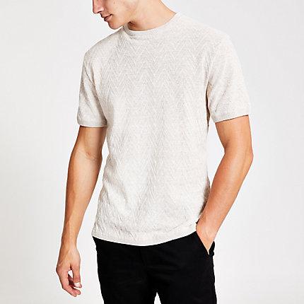 River Island Mens Slim Fit Textured Knit T-shirt