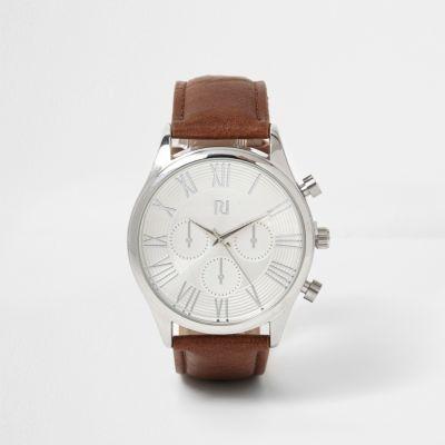 River Island Mens Silver & Roman Numeral Watch