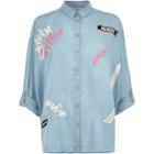 River Island Womens 'globe Trotter' Print Denim Shirt