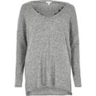 River Island Womens Marl Knit Top With Lace Detail