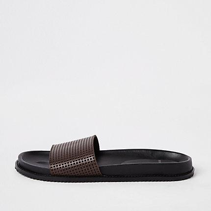 River Island Mens Leather Sliders