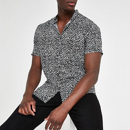 River Island Mens Slim Fit Leopard Print Shirt