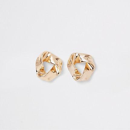 River Island Womens Gold Color Wavy Triangle Stud Earrings