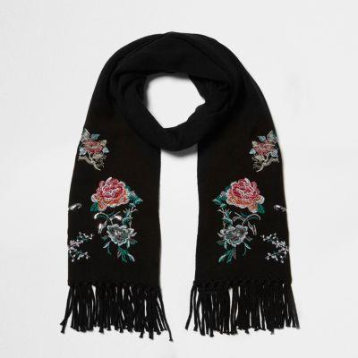 River Island Womens Knit Floral Embroidered Scarf