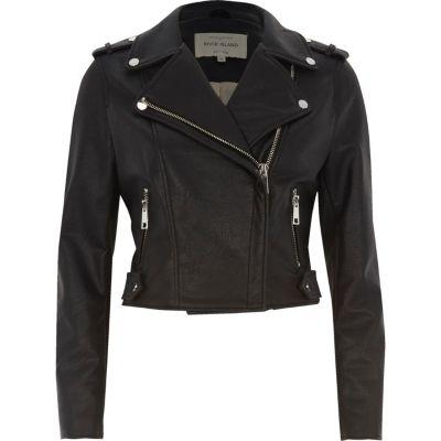 River Island Womens Petite Faux Leather Biker Jacket