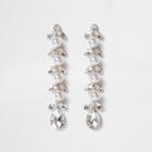 River Island Womens Silver Pearl Leaf Drop Earrings