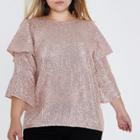 River Island Womens Plus Sequin Frill Sleeve Top