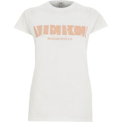 River Island Womens White 'merci' Fitted Short Sleeve T-shirt
