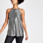 River Island Womens Silver Metallic Printed Sleeveless Top