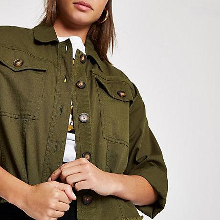 River Island Womens Cropped Fluro Stitched Cropped Shacket