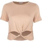 River Island Womens Twist Front Short Sleeve Crop Top