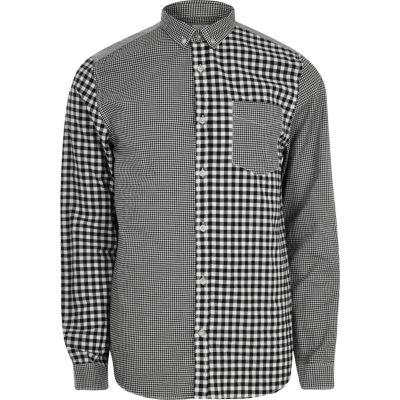 River Island Mens Mixed Gingham Print Long Sleeve Shirt