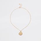 River Island Womens Gold Tone Medallion Pendant Necklace