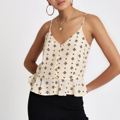 River Island Womens Tile Print Button Front Cami Top