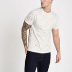 River Island Mens White 'mcmlx' Slim Fit Short Sleeve T-shirt