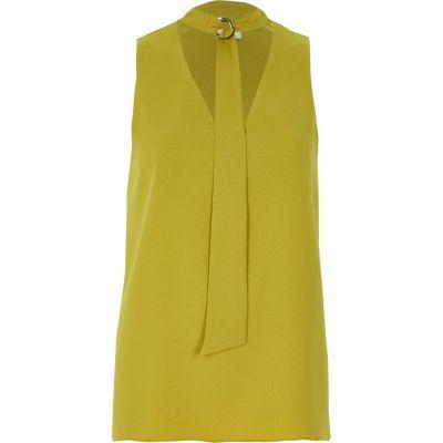 River Island Womens D-ring Tie Neck Sleeveless Top