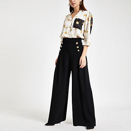 River Island Womens Front Pleat Wide Leg Trousers