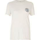 River Island Womens Badge Print Distressed Sleeve T-shirt