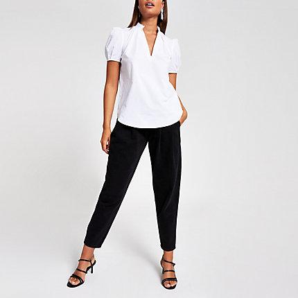 River Island Womens White Poplin V Neck Shell Top