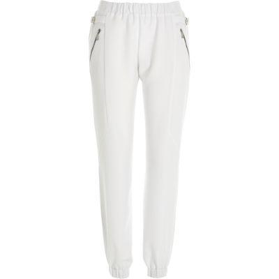 River Island White Zip Side Joggers