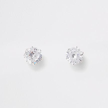 River Island Womens Silver Tone Cubic Zirconia Stud Earrings