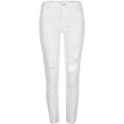 River Island Womens White Ripped Alannah Relaxed Skinny Jeans