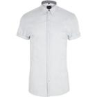 River Island Mens White Stripe Muscle Fit Short Sleeve Shirt