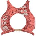 River Island Womens Snakeskin Cut Out Longline Bikini Top