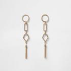 River Island Womens Gold Tone Geo Shape Tassel Earrings