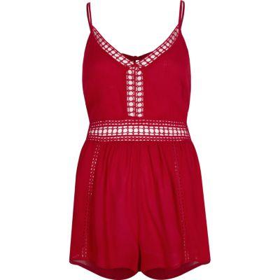 River Island Womens Ladder Lace Trim Beach Romper