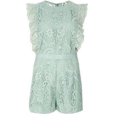 River Island Womens Lace Frill Sleeveless Playsuit