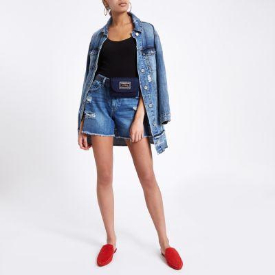 River Island Womens Ripped Denim Boyfriend Shorts