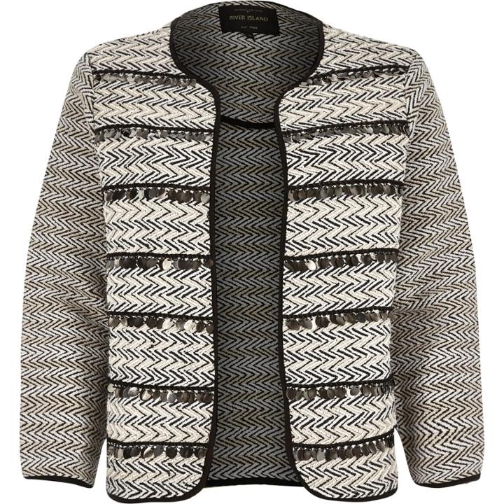 River Island Womens White Embellished Boxy Jacket