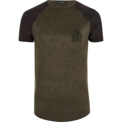 River Island Mens Faux Suede Muscle Fit T-shirt