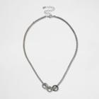 River Island Mens Silver Tone Three Ring Chain Necklace