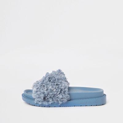 River Island Womens Shearling Fur Sliders