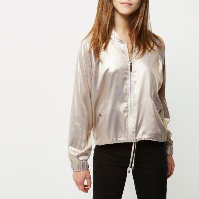 River Island Womens Petite Metallic Bomber Jacket