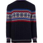 River Island Mens Fair Isle Cable Knit Sweater