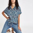 River Island Womens Mosaic Printed Tie Front Shirt
