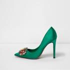 River Island Womens Satin Jewel Embellished Court Shoes