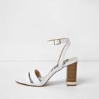 River Island Womens White Block Heel Barely There Sandals
