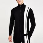 River Island Mens Stripe Funnel Neck Knitted Jacket