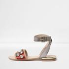 River Island Womens Metallic Embellished Strappy Sandals