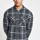 River Island Mens Check Zip Up Overshirt