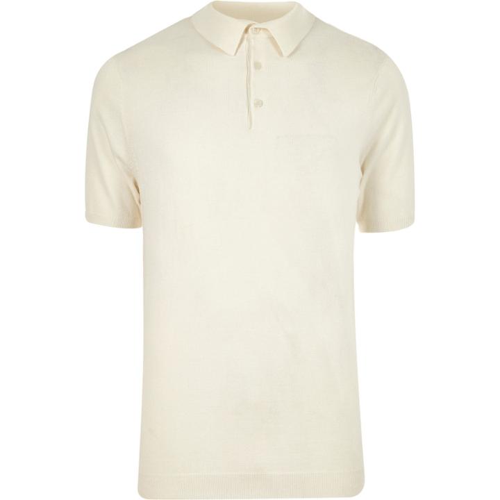 River Island Mensecru Knitted Polo Jumper